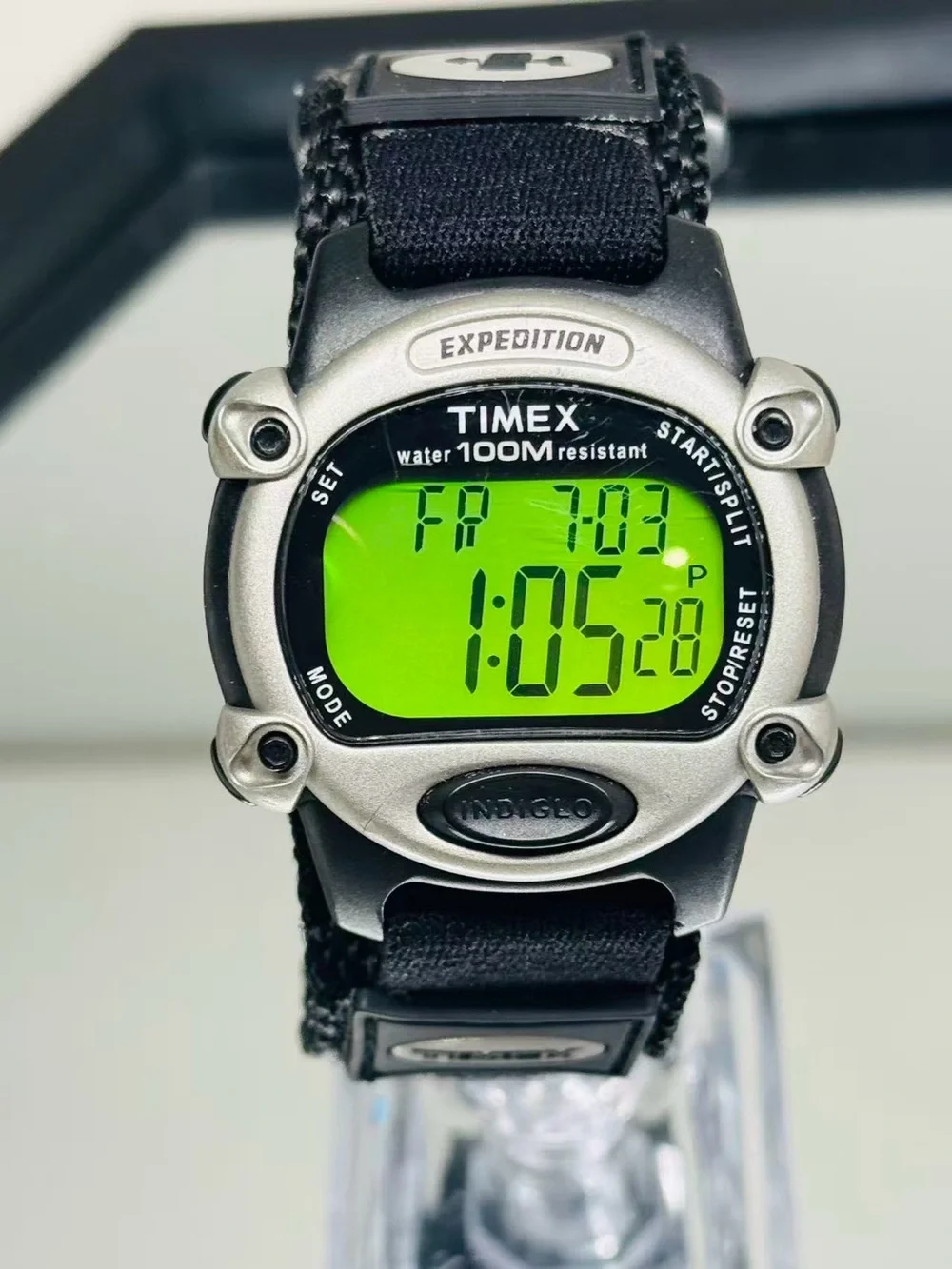 Vintage Timex Expedition Indiglo Digital Watch 100M WR New Battery Working 38mm